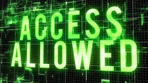 An abstract 3d illustration of a digital access allowed command put askew in  스톡 일러스트