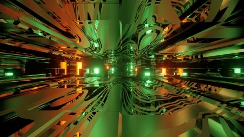 Abstract 3d illustration of glowing moving walls and distant lights Stock Footage 149160195