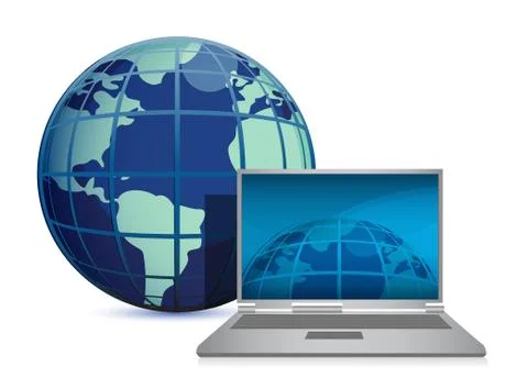 Abstract 3d illustration of laptop computer with earth globe Stock Illustration