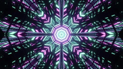 Abstract 3d illustration of luminous snowflake shaped pattern Stock Illustration