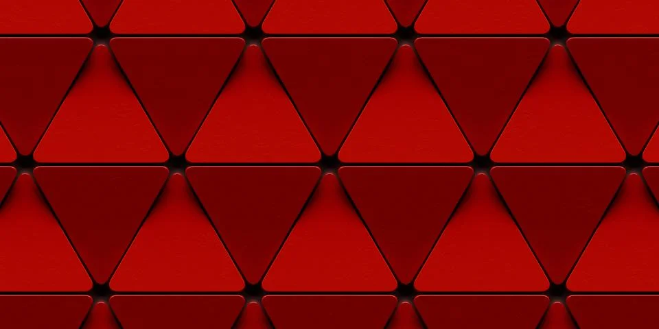 Abstract 3D illustration of a repeating grid of red triangular Ilustración de archivo