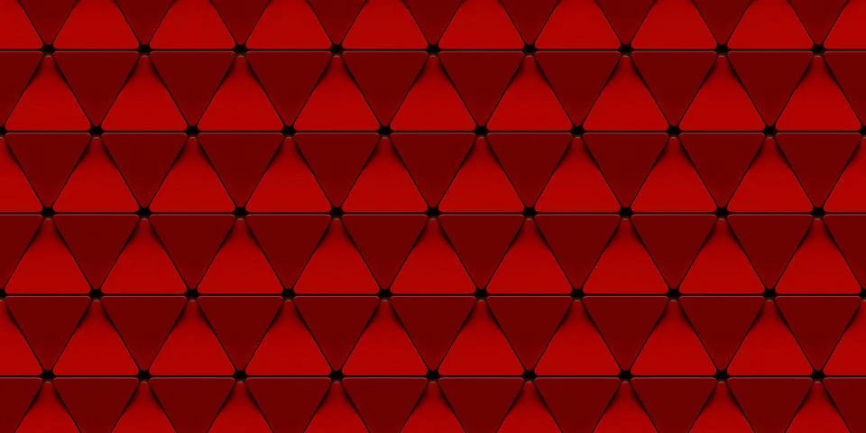 Abstract 3D illustration of a repeating grid of red triangular イラスト素材