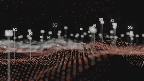 Abstract 3D illustration represent 5G mobile technology Stock Illustration