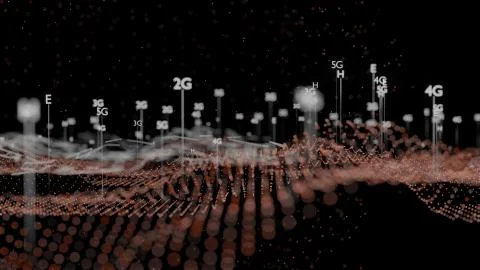 Abstract 3D illustration represent 5G, 4G, 3G, 2G mobile technology Stock Illustration