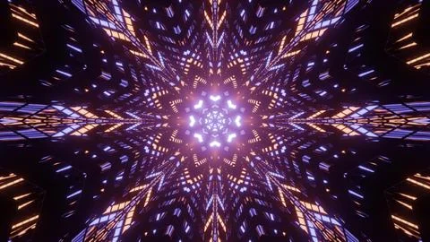Abstract 3d illustration of snowflake shaped pattern forming perspective co.. Stock Illustration