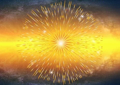 Abstract 3d illustration of star rays in a bright galactic space Stock Illustration