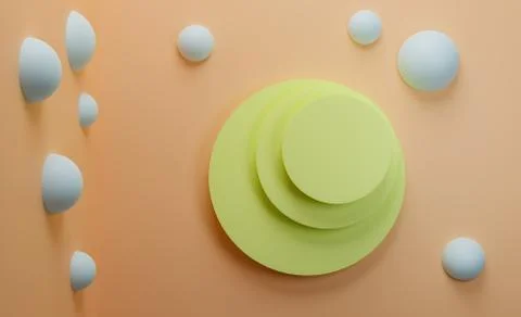 Abstract 3d illustration with three-dimensional round banner and elements in  Stock Photos