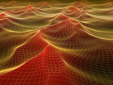 Abstract 3d  Illustration of water surface. Grid Background. Stock Illustration