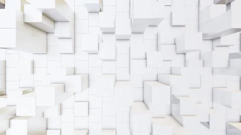 Abstract 3D illustration of white cubes background Ilustración de archivo