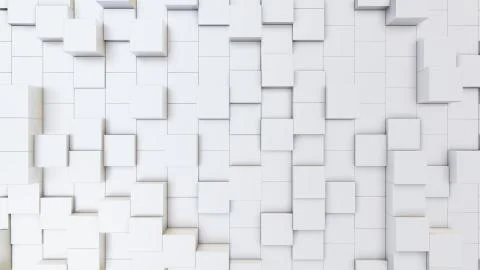 Abstract 3D illustration of white cubes background Ilustración de archivo