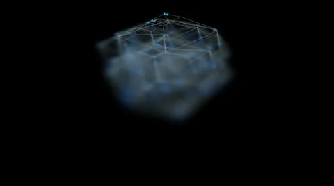 Abstract 3d illustration of a wireframe geometry dissapearing in fog Stock Illustration