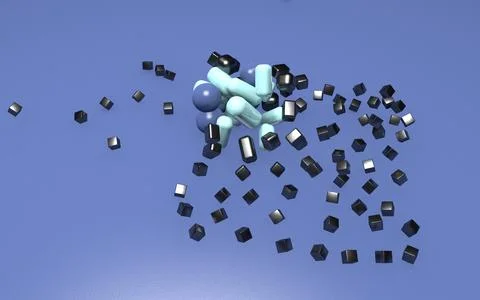 Abstract 3D image awash in captivating shades of blue Stock Illustration