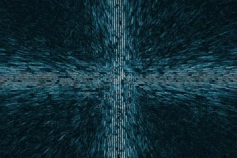 Abstract 3d image of the merging of paths in the center. Crossroad. Informati Stock Illustration