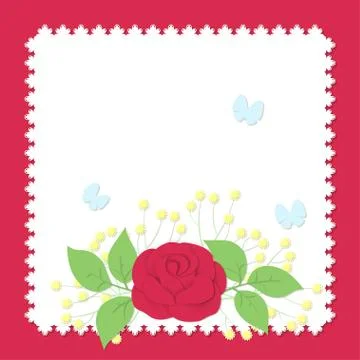 Abstract 3D image in paper style with flowers Stock Illustration