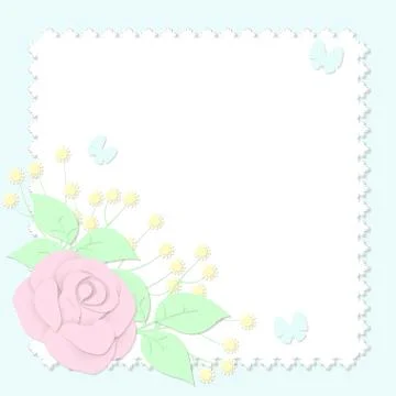 Abstract 3D image in paper style with flowers Stock Illustration