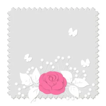 Abstract 3D image in paper style with flowers Stock Illustration