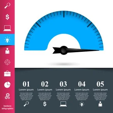 Abstract 3D Infographic. Speedometer, arrow icon. Stock Illustration