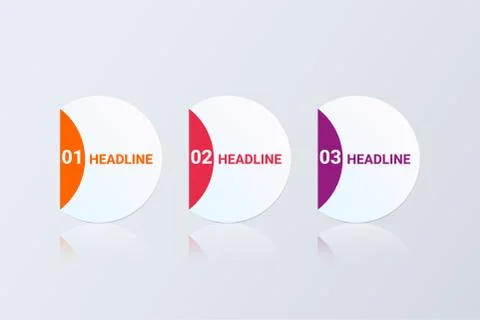 Abstract 3D Infographic Template with 3 steps. Business circle template with  Stock Illustration