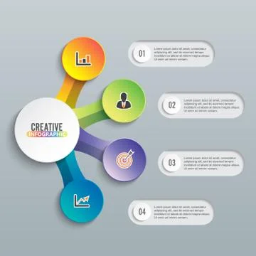 Abstract 3D infographic template with a five steps for success. Business circ Stock Illustration