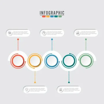 Abstract 3D infographic template with a five steps for success. Business ci.. Stock Illustration