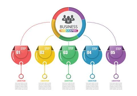Abstract 3D infographic template with a five steps for success. Business ci.. Stock Illustration