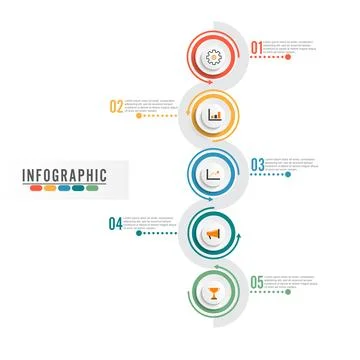 Abstract 3D infographic template with a five steps for success. Business ci.. Stock Illustration