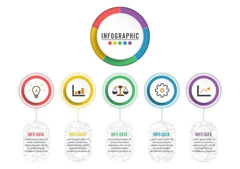 Abstract 3D infographic template with a five steps for success. Business ci.. Illustrazione stock