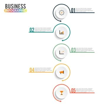 Abstract 3D infographic template with a five steps for success. Business ci.. Stock Illustration