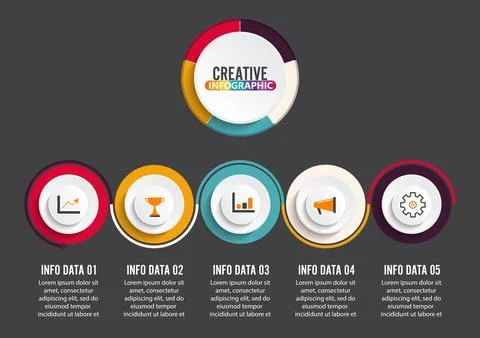 Abstract 3D infographic template with a five steps for success. Business ci.. Stock Illustration