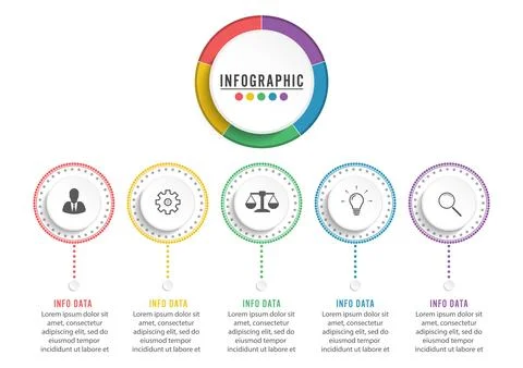 Abstract 3D infographic template with a five steps for success. Business ci.. Stock Illustration