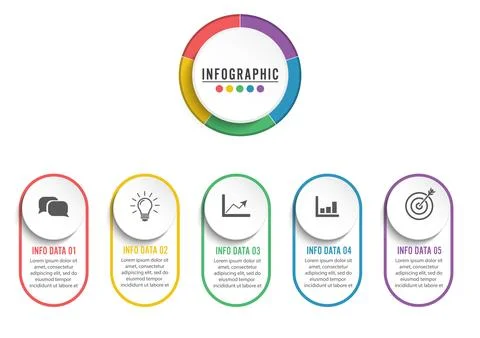 Abstract 3D infographic template with a five steps for success. Business ci.. Stock Illustration