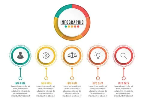 Abstract 3D infographic template with a five steps for success. Business ci.. Stock Illustration