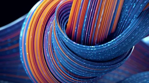 Abstract 3D of intertwined glossy ribbons in blue, violet, and orange Video stock 314828374