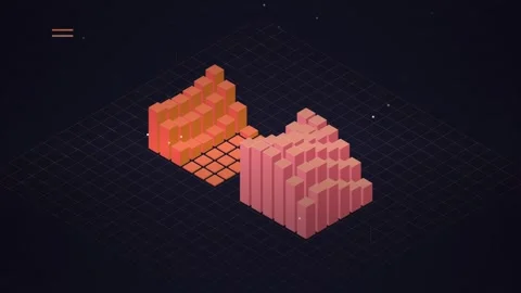 Abstract 3D Isometric Blocks Forming Geometric Shapes on Grid Background Stock Footage 346661825