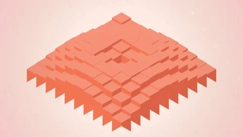 Abstract 3D Isometric Orange Blocks Building Blocks Landscape Background Stock Footage 346659822
