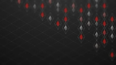 Abstract 3D isometric virtual wireframe octahedron and red core Video stock 92585688