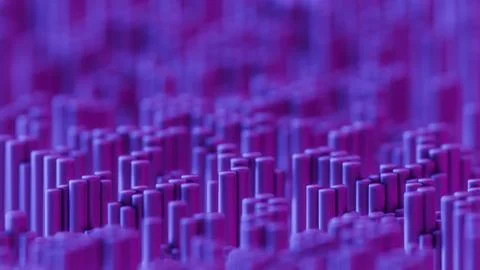 Abstract 3D Landscape with Purple Hexagonal Columns Stock Illustration