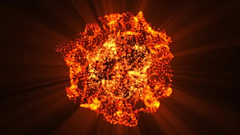 Abstract 3d lava orb on dark background. Bright glowing lava Video stock 241532691