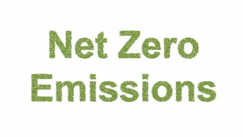 Abstract 3D leaves forming Net Zero Emissions text on white background Stock Footage 190564382