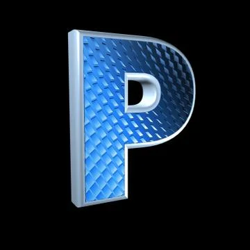 Abstract 3d letter with blue pattern texture - P Stock Illustration