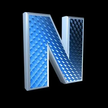 Abstract 3d letter with blue pattern texture - N Stock Illustration