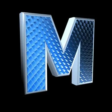Abstract 3d letter with blue pattern texture - M Stock Illustration