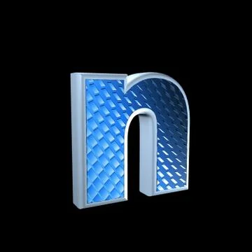Abstract 3d letter with blue pattern texture - N Stock Illustration