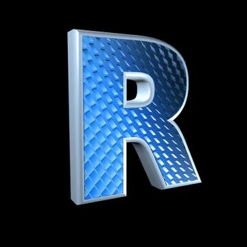 Abstract 3d letter with blue pattern texture - R Stock Illustration