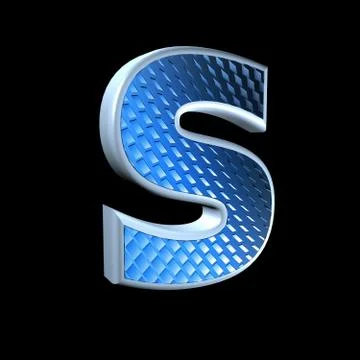 Abstract 3d letter with blue pattern texture - S Stock Illustration