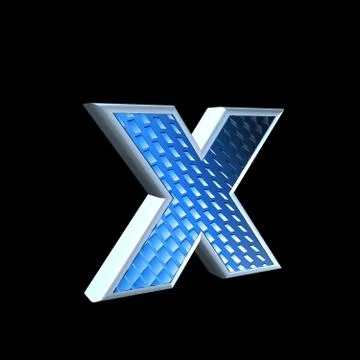 Abstract 3d letter with blue pattern texture - X Stock Illustration