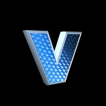 Abstract 3d letter with blue pattern texture - V Stock Illustration