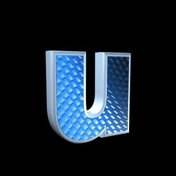 Abstract 3d letter with blue pattern texture - U Stock Illustration