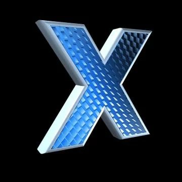 Abstract 3d letter with blue pattern texture - X Stock Illustration