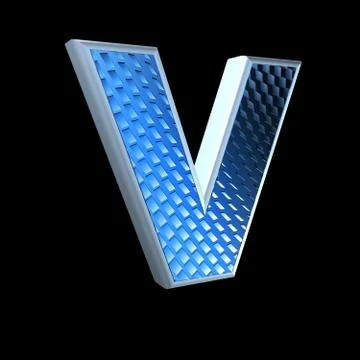 Abstract 3d letter with blue pattern texture - V Illustrazione stock